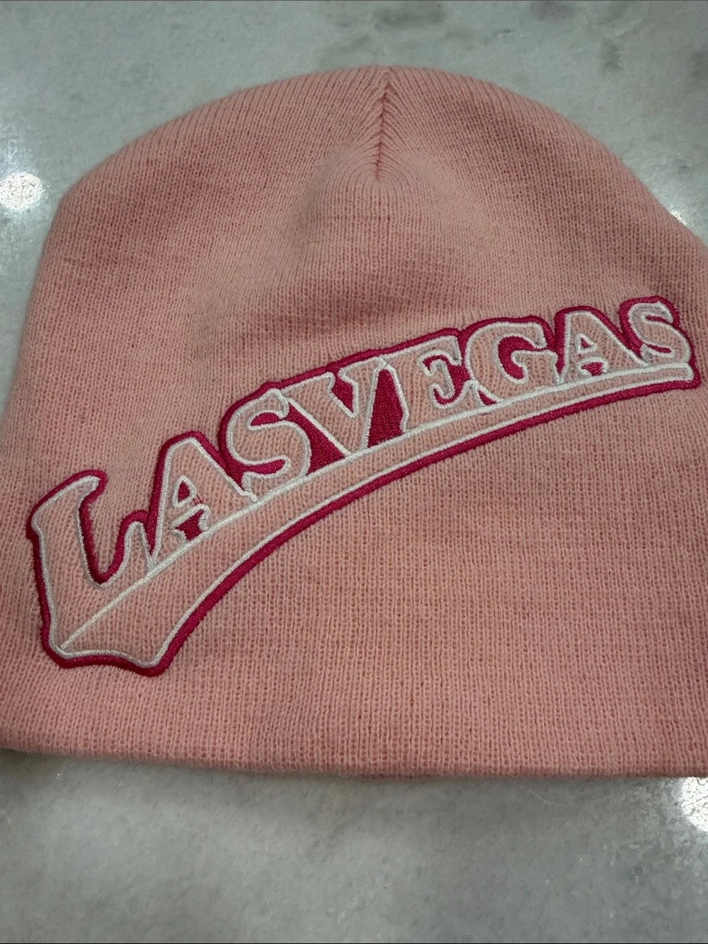Pink 'LAS VEGAS' Knit Beanie